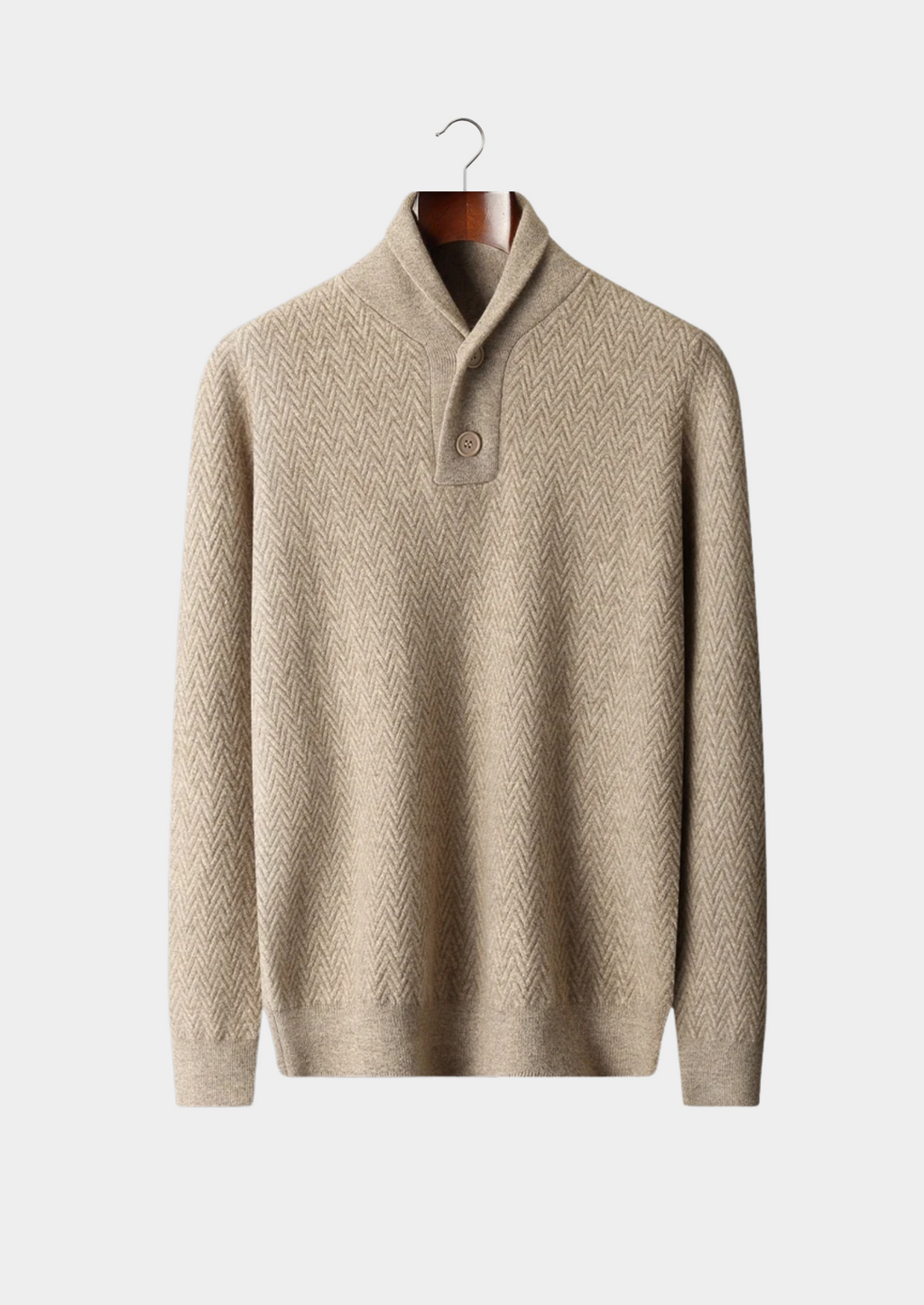PREMIUM CASHMERE ZIGZAG BUTTON SWEATER