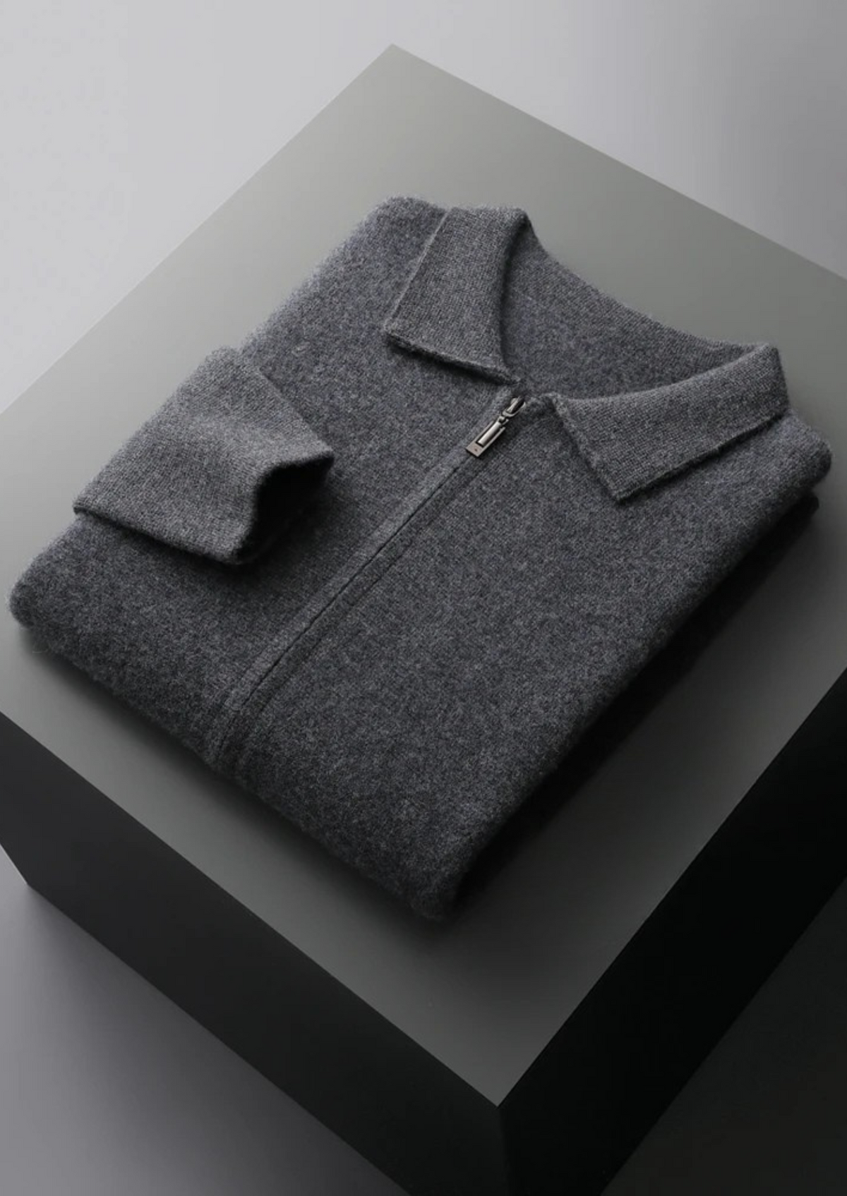 PREMIUM CASHMERE ZIPPER CARDIGAN